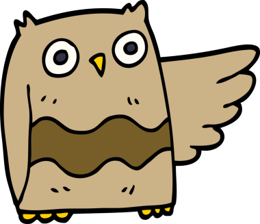 Bir insan tarafından çizilmiş sevimli baykuş.