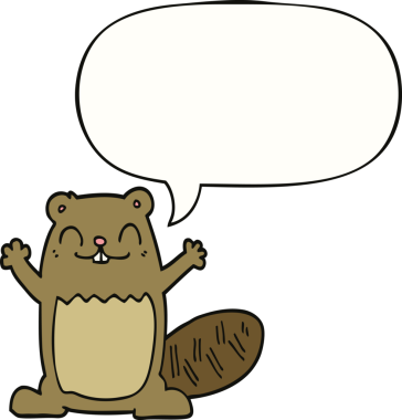 Bir insan tarafından çizilmiş konuşma balonlu çizgi film kunduzu.