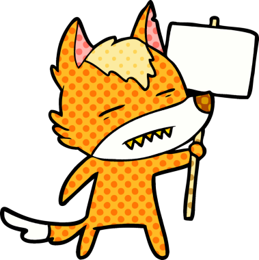 Bir insan tarafından çizilmiş protestolu çizgi film karakteri.