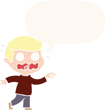 Çizgi film, bir insan tarafından çizilmiş retro tarzı konuşma baloncuğuyla işaret ederek vurguladı