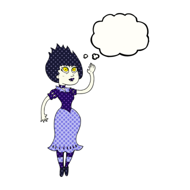 Bir insan tarafından çizilmiş serbest çizim baloncuklu vampir kız.