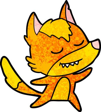 Bir insan tarafından çizilmiş tilki çizgi film karakteri