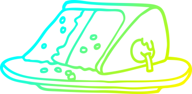 Bir insan tarafından çizilmiş bir pasta diliminin soğuk gradyan çizgisi.