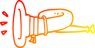 Bir insan tarafından çizilen kıvrımlı boynuz enstrümanının sıcak çizgi çizimi