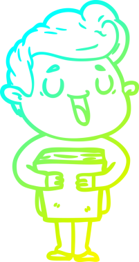 Bir insan tarafından çizilmiş mutlu bir çizgi film karakteri çizimi.