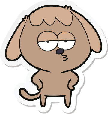 Bir insan tarafından çizilmiş sıkılan bir köpeğin çıkartması.