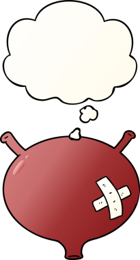 Düşünce baloncuğu olan karikatür mesanesi bir insan tarafından çizilmiş.