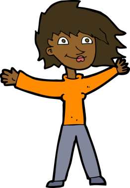 Bir insan tarafından çizilmiş heyecanlı bir karikatür.