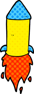 bir insan tarafından çizilmiş çizgi film roketi