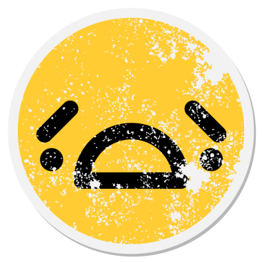 mutsuz yüz dairesel etiketi bir insan tarafından çizilmiş.