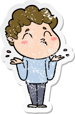 Bir insan tarafından çizilmiş karikatür adamın sıkıntılı çıkartması.