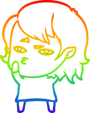 Gökkuşağı gradyan çizimi Bir insan tarafından çizilen vampir kız çizgi