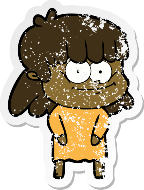 Bir insan tarafından çizilmiş gülümseyen bir karikatür çıkartması.