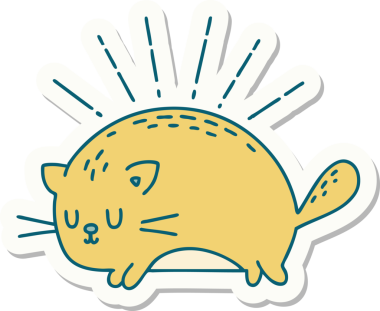 Bir insan tarafından çizilmiş dövme stili mutlu bir kedi.