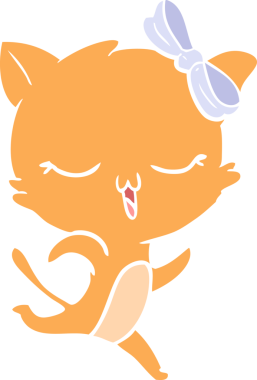 Bir insan tarafından çizilmiş düz renkli çizgi film kedisi.