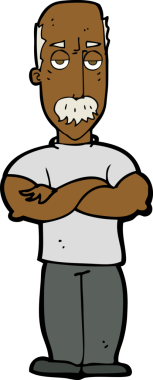 Bir insan tarafından çizilmiş bıyıklı kızgın bir adam.