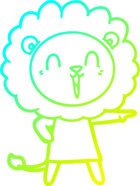 Bir insan tarafından çizilmiş gülen aslan karikatürü.