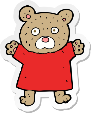 Bir insan tarafından çizilmiş şirin bir oyuncak ayının çıkartması.