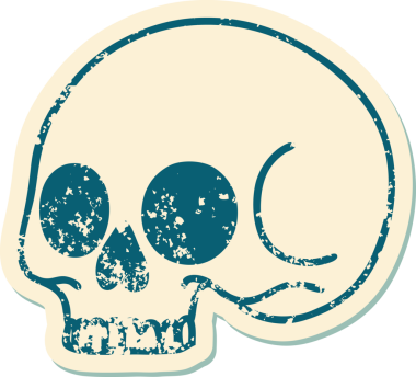 Bir insan tarafından çizilmiş bir kafatasının sembolik dövmeli görüntüsü.