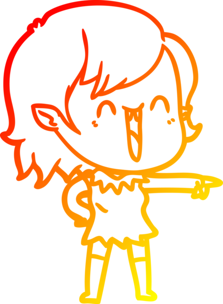 Bir insan tarafından çizilmiş sevimli, mutlu bir vampir kızın çizgi çizimi.