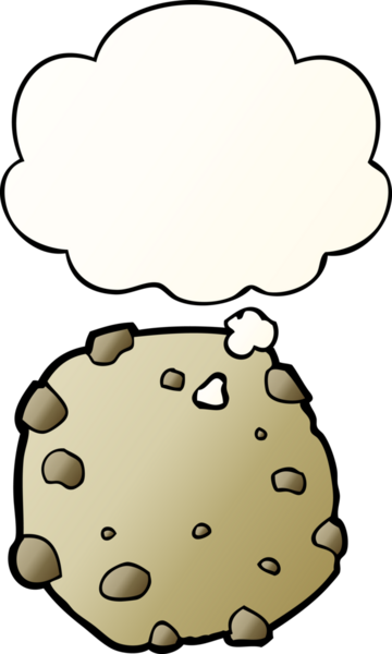 Bir insan tarafından çizilmiş yumuşak eğimli düşünce baloncuklu çizgi film kurabiyesi.