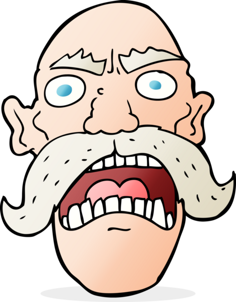Bir insan tarafından çizilmiş kızgın yaşlı bir adam.