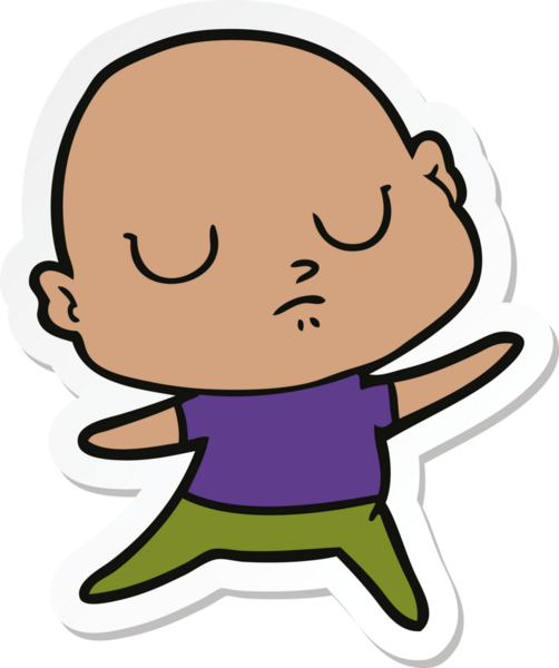 Bir insan tarafından çizilmiş kel bir adamın çıkartması.