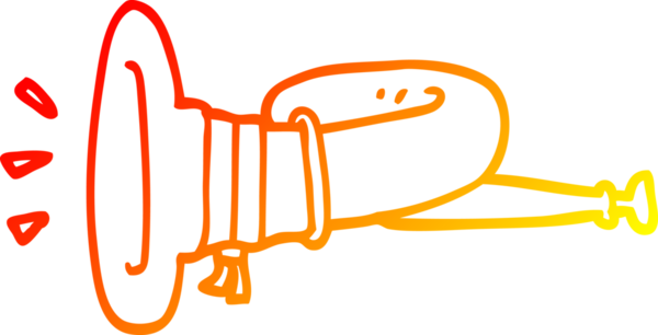 Bir insan tarafından çizilen kıvrımlı boynuz enstrümanının sıcak çizgi çizimi