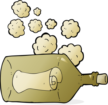 Şişede bir insan tarafından çizilmiş karikatür mektubu.