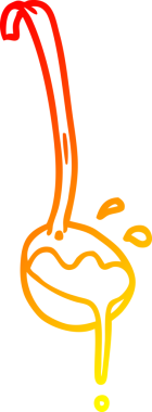 Bir insan tarafından çizilen çorba kepçesinin sıcak çizgi çizimi