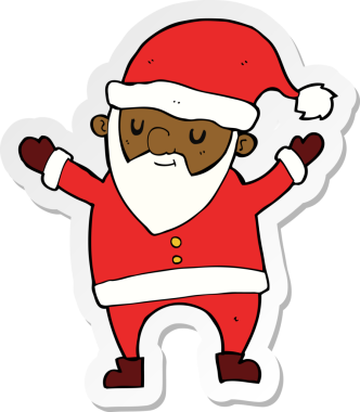 Bir insan tarafından çizilmiş dans eden Noel Baba 'nın çıkartması.