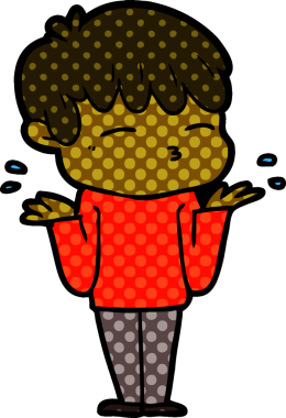 Bir insan tarafından çizilmiş meraklı bir çocuk.