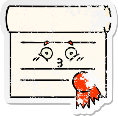 Bir insan tarafından çizilmiş şirin bir karikatür sertifikasının sıkıntılı etiketi