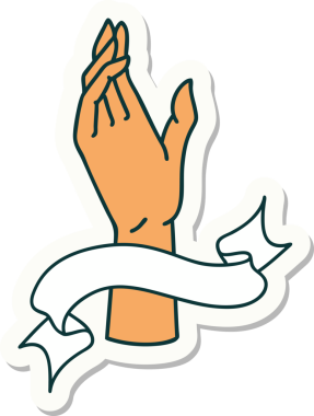 Bir insan tarafından çizilmiş el pankartıyla dövme stili çıkartması