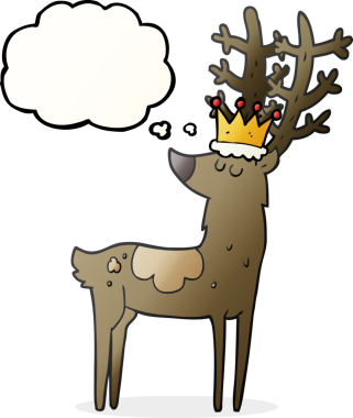 Bir insan tarafından çizilmiş serbest çizim balon karikatür geyik kralı.