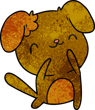 Bir insan tarafından çizilmiş sevimli bir köpeğin desenli çizimi kawaii.