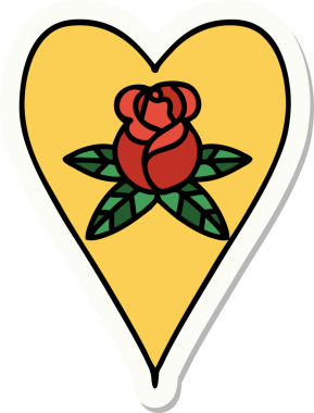 Geleneksel kalp stili dövme çıkartması ve bir insan tarafından çizilmiş çiçekler.