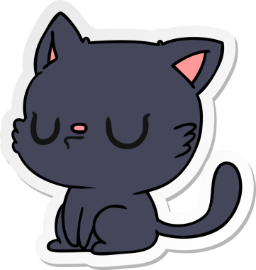 Bir insan tarafından çizilmiş kawaii kedisinin serbest sticker karikatürü.