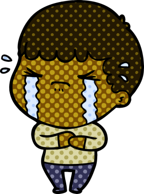 Bir insan tarafından çizilmiş ağlayan çizgi film adamı.