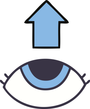 Bir insan tarafından çizilmiş sevimli bir göz karikatürü.