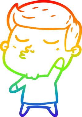 Gökkuşağı gradyan çizgi çizimi Bir insan tarafından çizilen çizgi film modeli adam