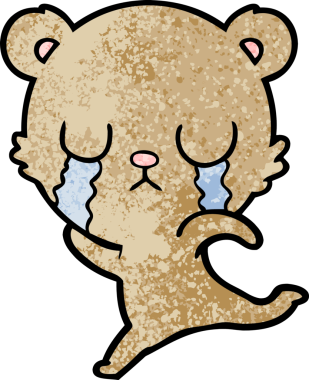 Bir insan tarafından çekilen ağlayan çizgi film ayısı.