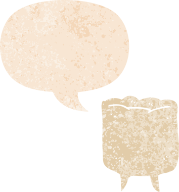 Bir insan tarafından çizilmiş grunge dertli retro desenli konuşma baloncuklu çizgi film dişleri