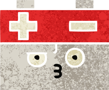 Bir insan tarafından çizilmiş bir araba aküsünün retro çizim tarzı karikatürü