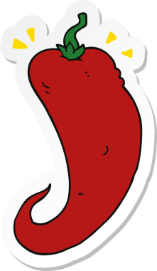 Bir insan tarafından çizilmiş kırmızı biberin çıkartması.