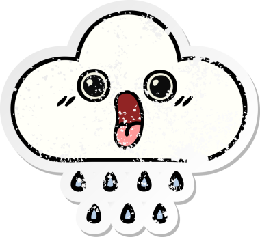 Bir insan tarafından çizilmiş tatlı bir yağmur bulutunun sıkıntılı çıkartması