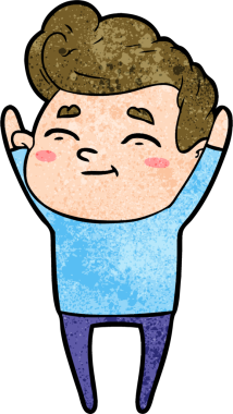 Bir insan tarafından çizilmiş mutlu çizgi film adamı.