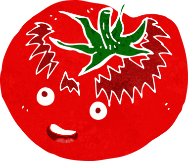 Bir insan tarafından çizilmiş domates çizgi filmi.