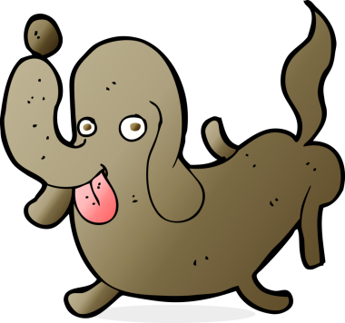 Bir insan tarafından çizilmiş bir çizgi film köpeği.