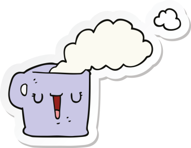 Bir insan tarafından çizilmiş sıcak kahve etiketi.